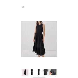 Pact Organic Cotton Gauze Tiered Black Sleeveless Midi Dress Size XL